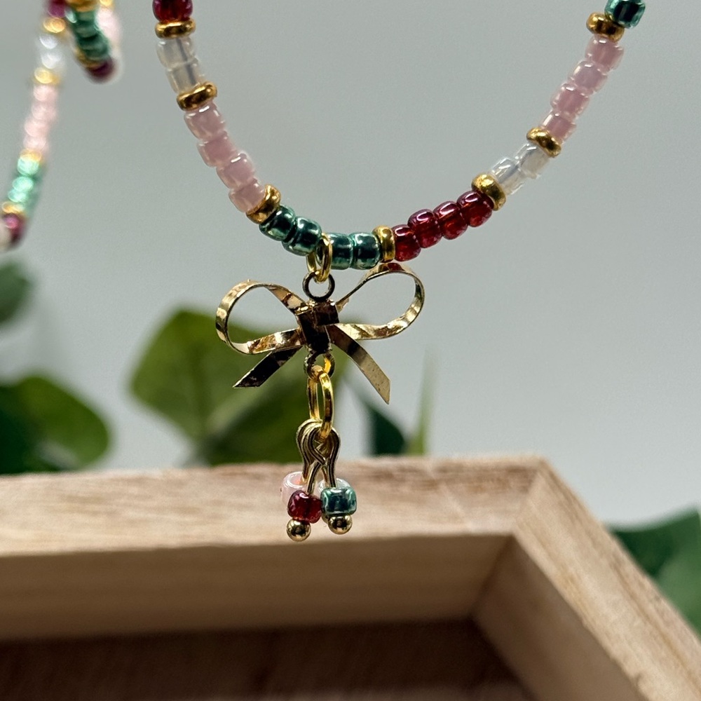 Holly Bow Holiday Necklace - Picture 3 of 4